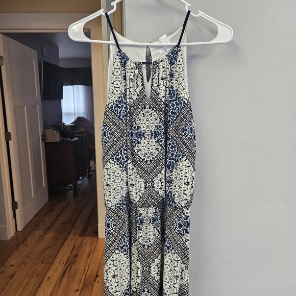 London Times Boho Maxi Dress Sleeveless Size 12 Blue / Black/ White - Picture 8 of 9
